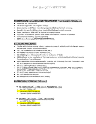 E&I QC INSPECTOR RESUM AND documents.pdf | Business | Business and Finance