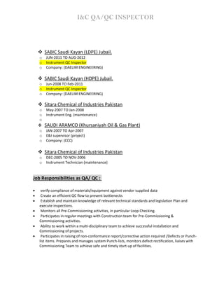 E&I QC INSPECTOR RESUM AND documents.pdf | Business | Business and Finance