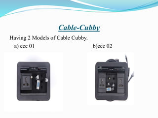 Cable-Cubby
Having 2 Models of Cable Cubby.
a) ecc 01 b)ecc 02
 