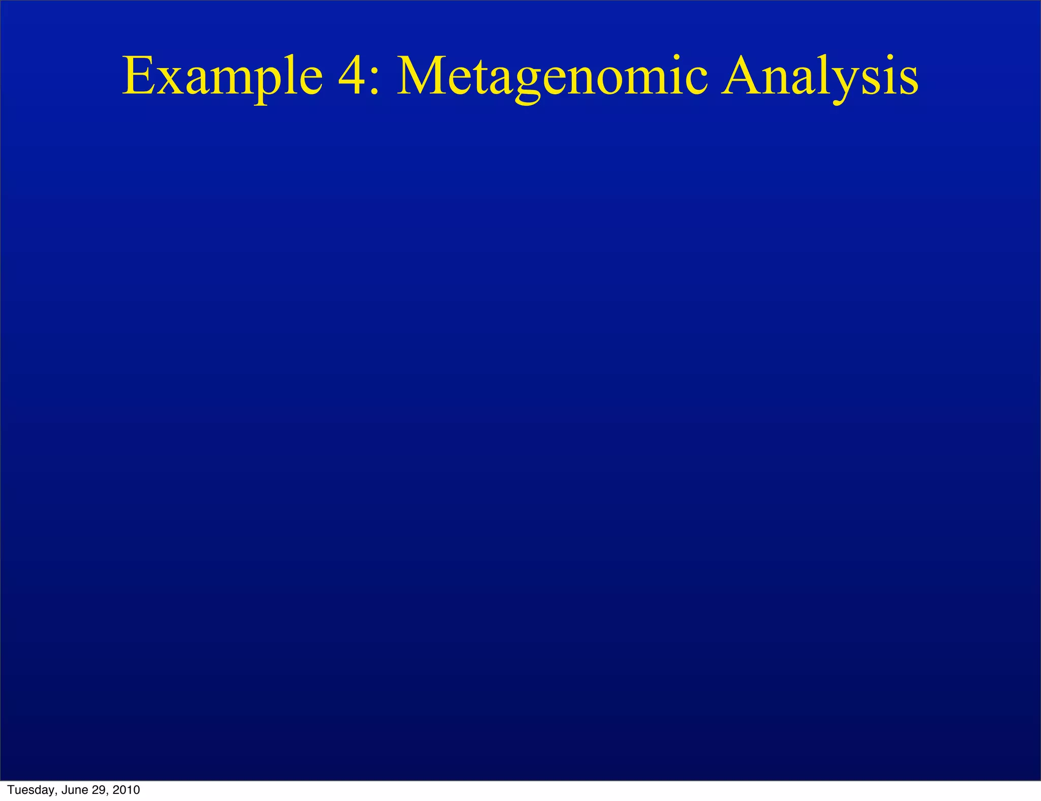 Example 4: Metagenomic Analysis




Tuesday, June 29, 2010
 