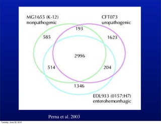4.

                         Microbes in the world I:
                              rRNA PCR




                           Perna et al. 2003
Tuesday, June 29, 2010
 