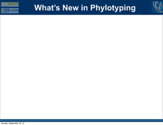 What’s New in Phylotyping




Sunday, September 16, 12
 