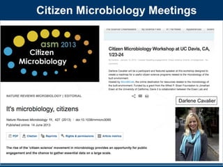 http://
www.google.
com/
http://
www.google.c
om/imgres?
Citizen Microbiology Meetings
Darlene Cavalier
 