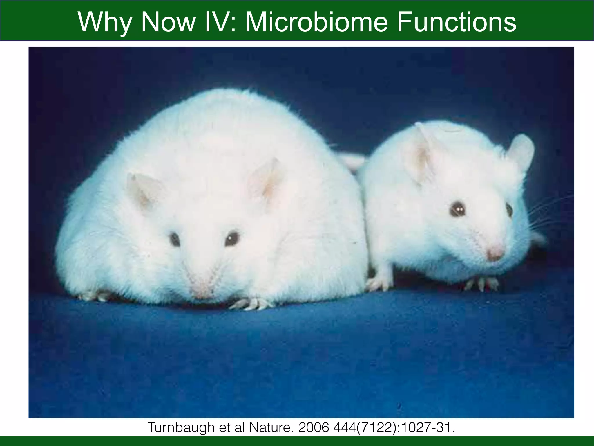 Why Now II: Post Genome Blues
The Microbiome
Transcriptome
VariomeEpigenome
Overselling the Human Genome?
 