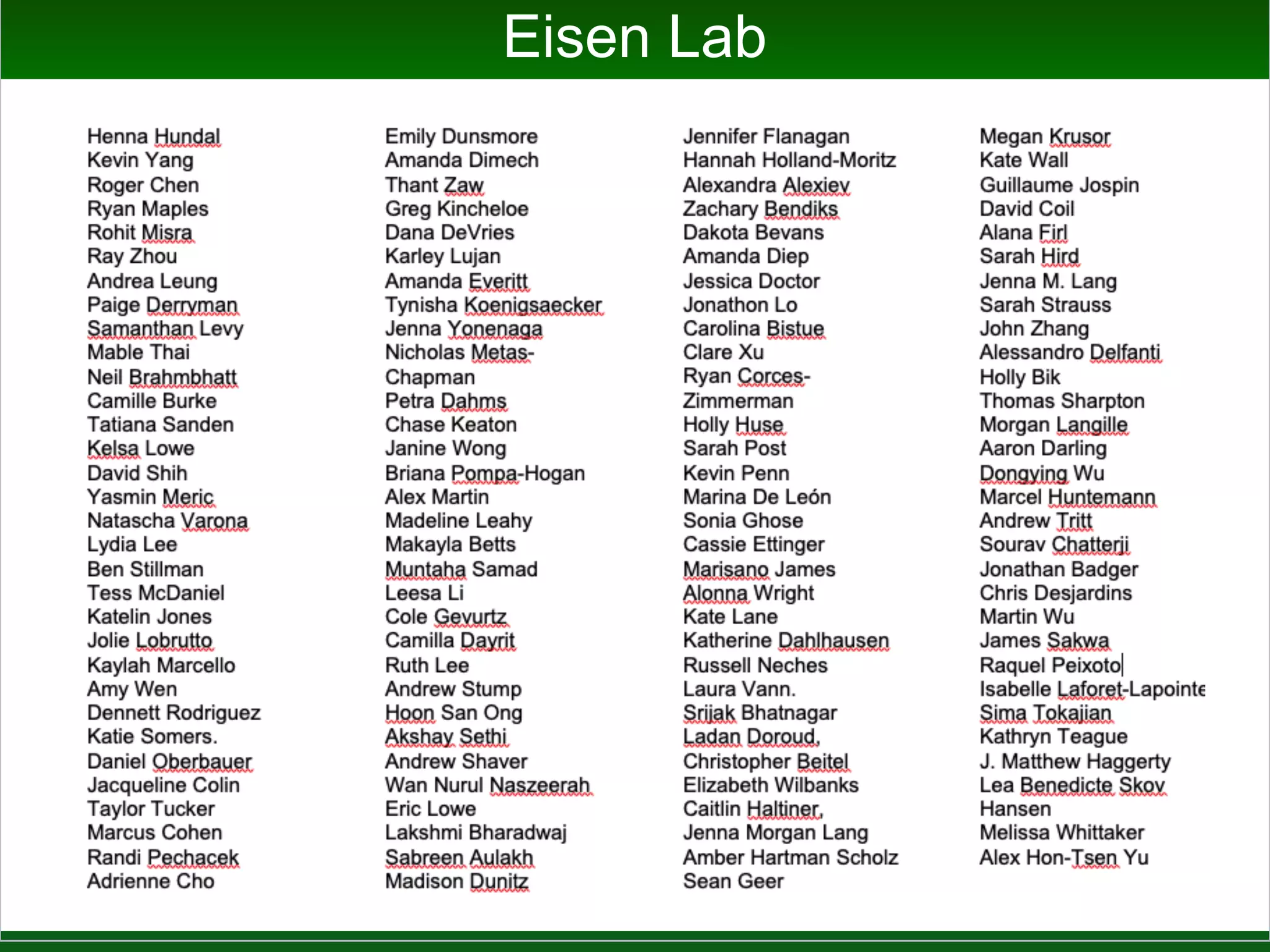 Eisen Lab
• Rules
 