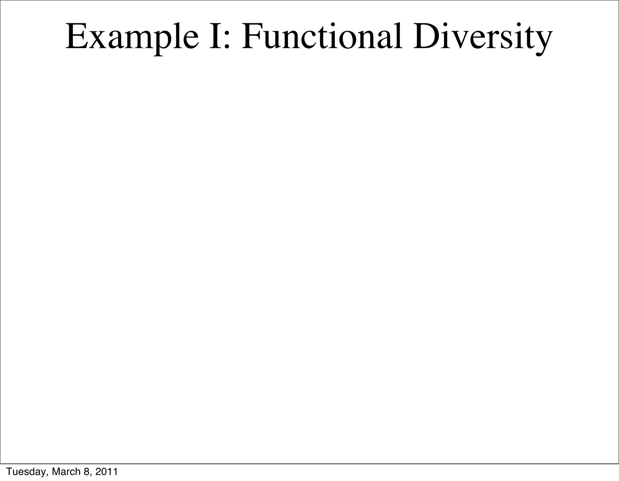 Example I: Functional Diversity




Tuesday, March 8, 2011
 