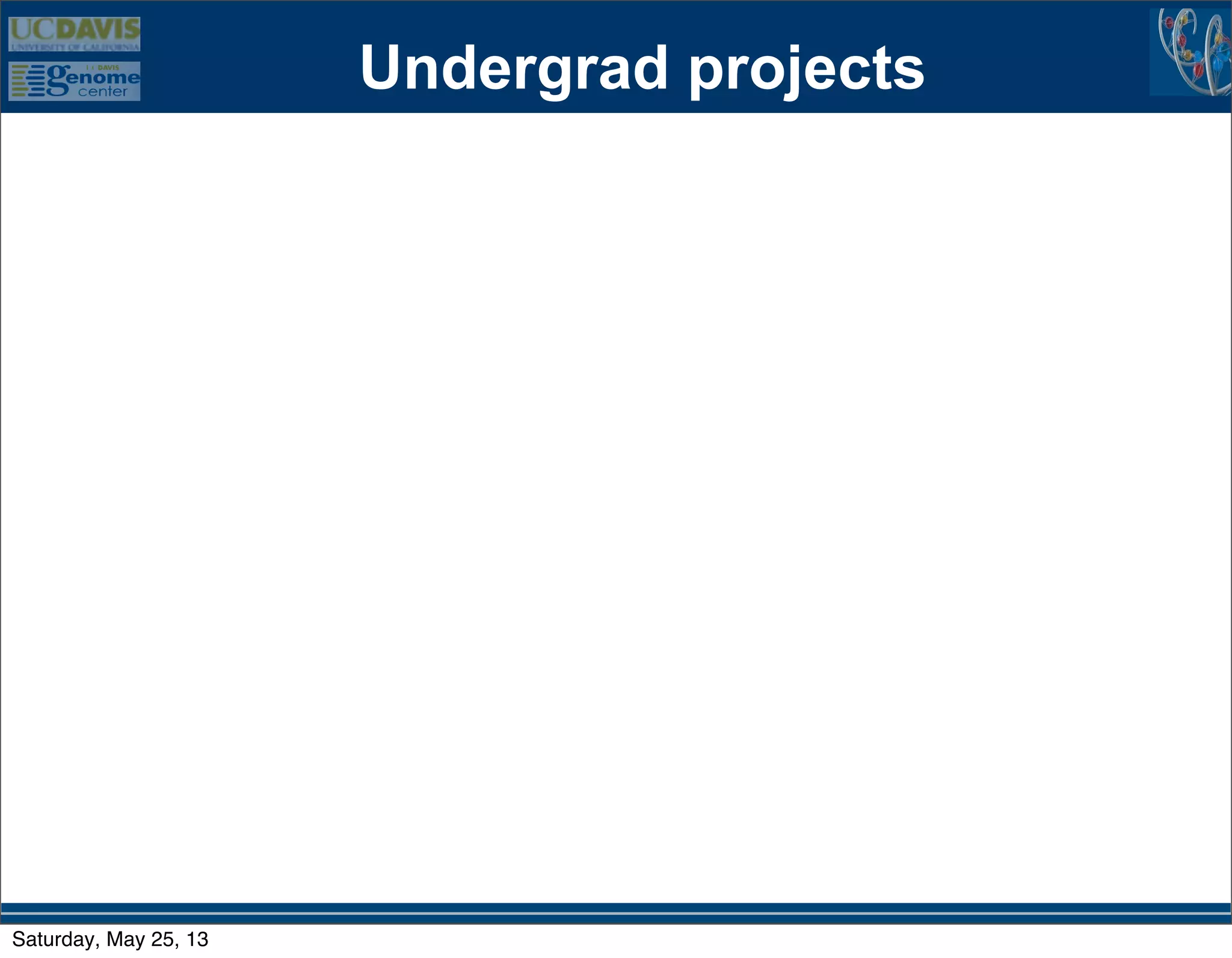 Undergrad projects
Saturday, May 25, 13
 
