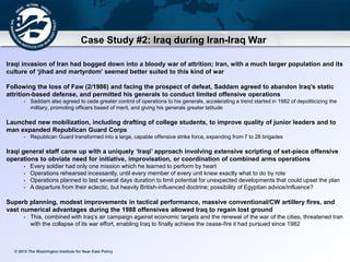 © 2013 The Washington Institute for Near East Policy
Case Study #2: Iraq during Iran-Iraq War
Iraqi invasion of Iran had b...