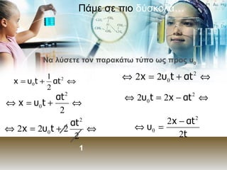 Πάμε σε πιο  δύσκολα… Να λύσετε τον παρακάτω τύπο ως προς υ 0   1 