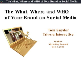 Tom Snyder Trivera Interactive NonBox  Marketing Summit Dec 3, 2009  The What, Where and WHO of Your Brand on Social Media 