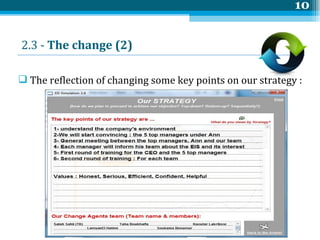 2.3 -  The  change (2)  The reflection of changing some key points on our strategy : 
