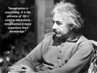 “Imagination is
everything. It is the
preview of life's
coming attractions.
Imagination is more
important than
knowledge.”
 