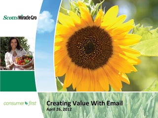 Creating Value With Email
April 26, 2012
                            1
 