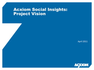 Acxiom Social Insights:Project Vision April 2011 