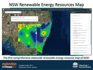 Tuesday 9 May 2017
Parliament House, Sydney
NSW Renewable Energy Resources Map
The first comprehensive statewide renewable energy resource map of NSW
 