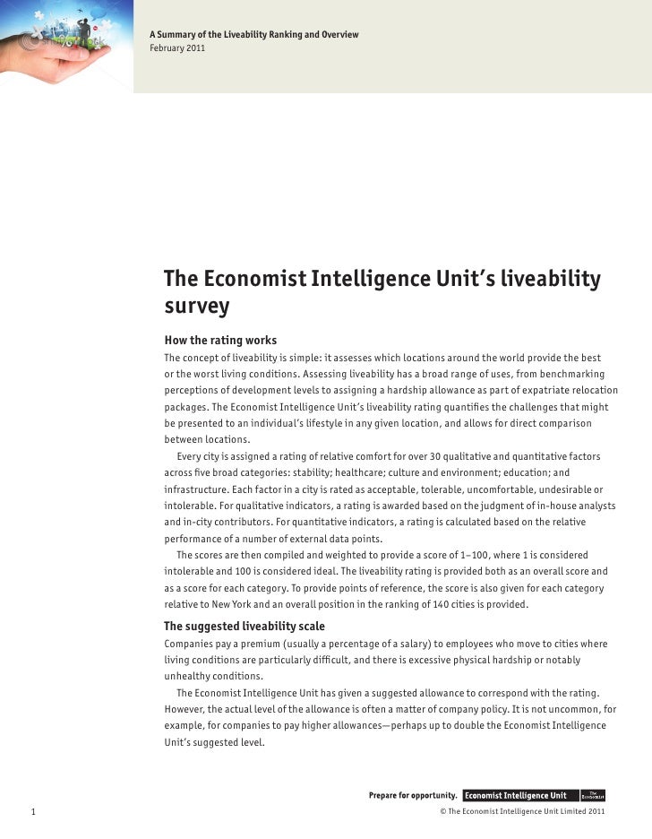 EIU Liveability Ranking and Overview Feb11 Summary