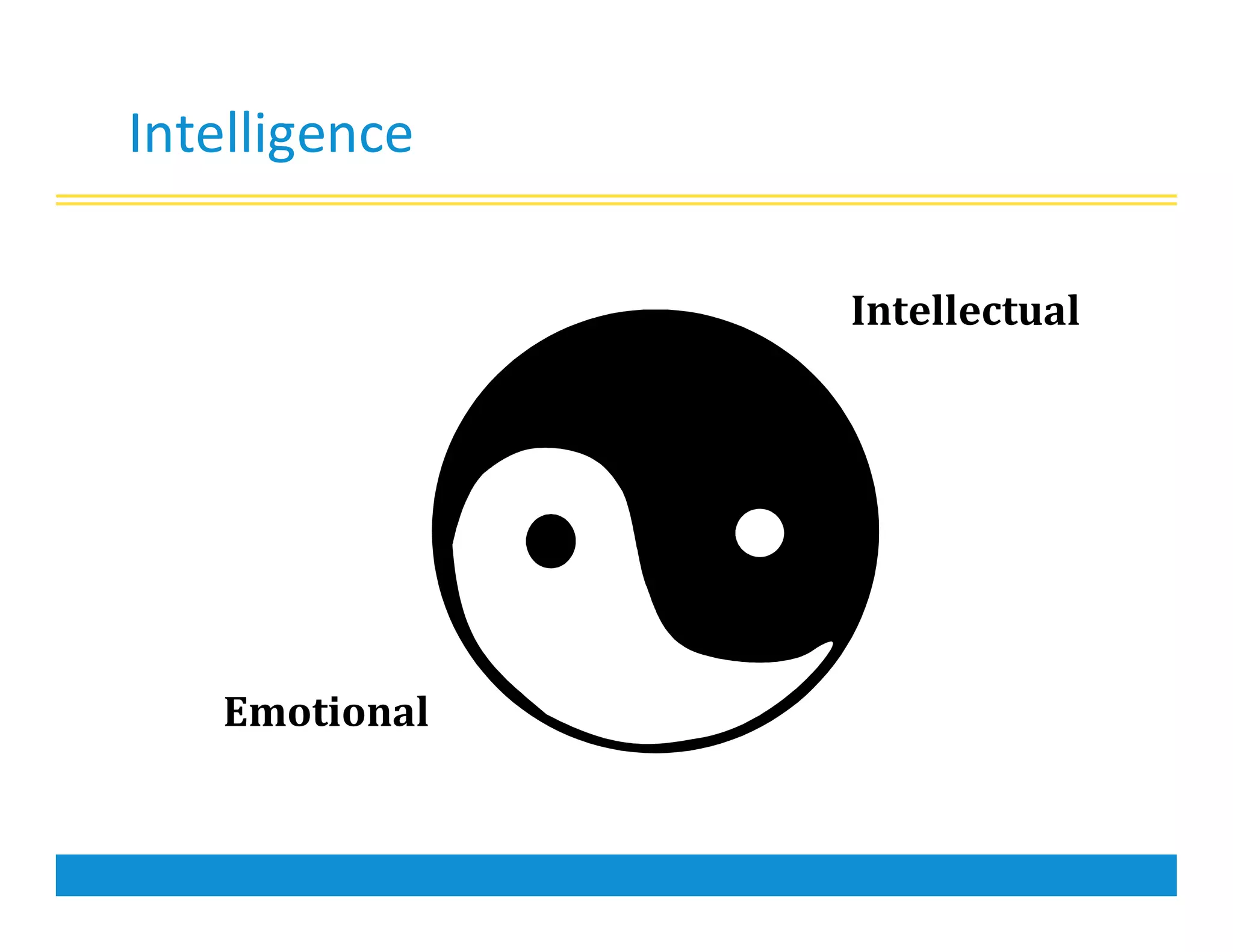 Intelligence
Intellectual
Emotional
 