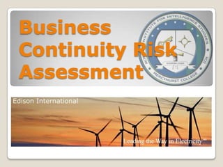 Business Continuity Risk Assessment 