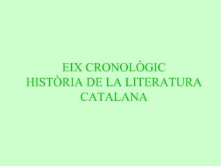 EIX CRONOLÒGIC HISTÒRIA DE LA LITERATURA CATALANA 