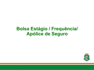 Bolsa Estágio / Frequência/
Apólice de Seguro
 