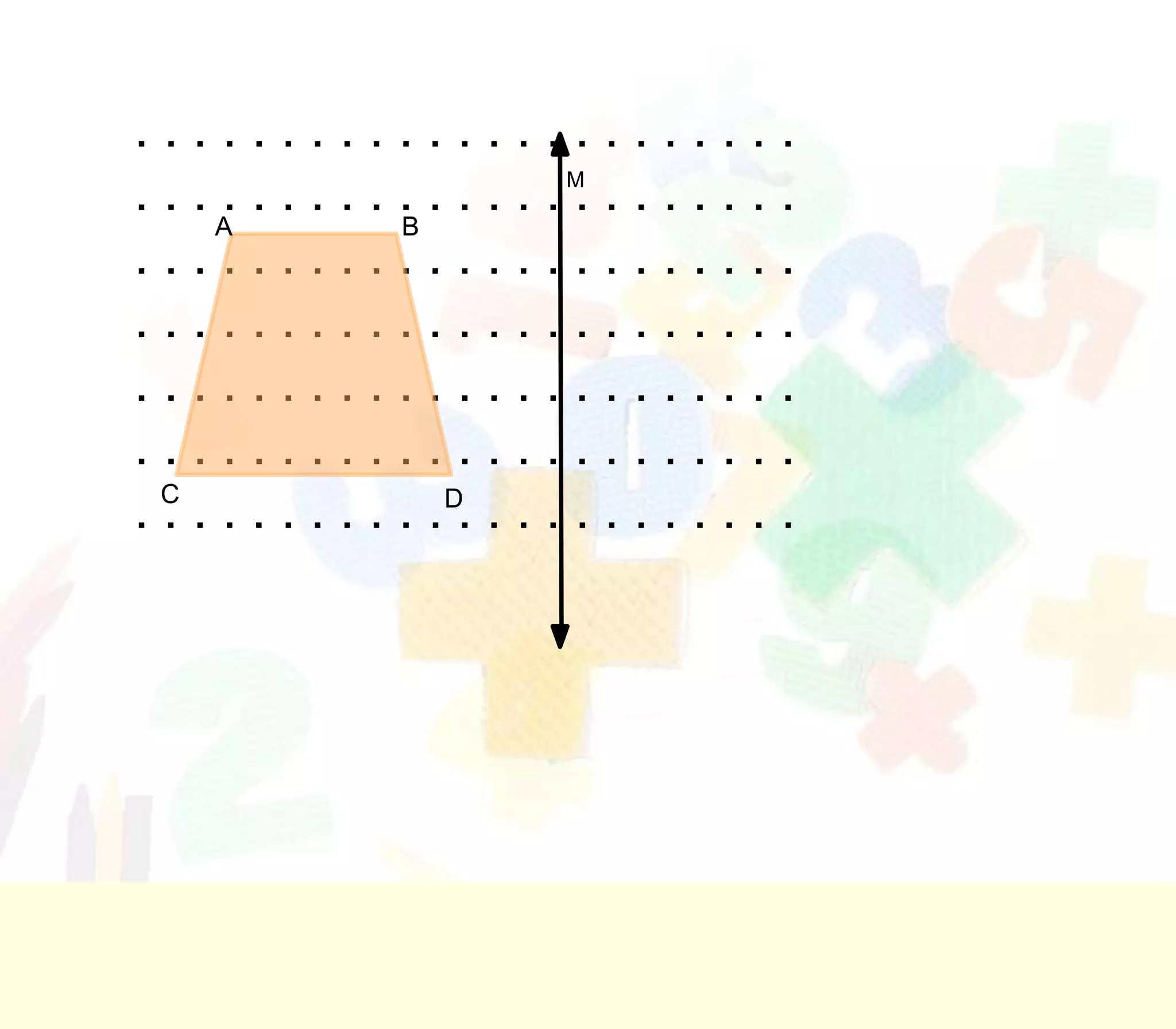 .......................
                              M
. . . A. . . . . . . . . . . . . . . . . . . .
                   B
.......................
.......................
.......................
.......................
  C
. . . . . . . . . . . D. . . . . . . . . . . .
 