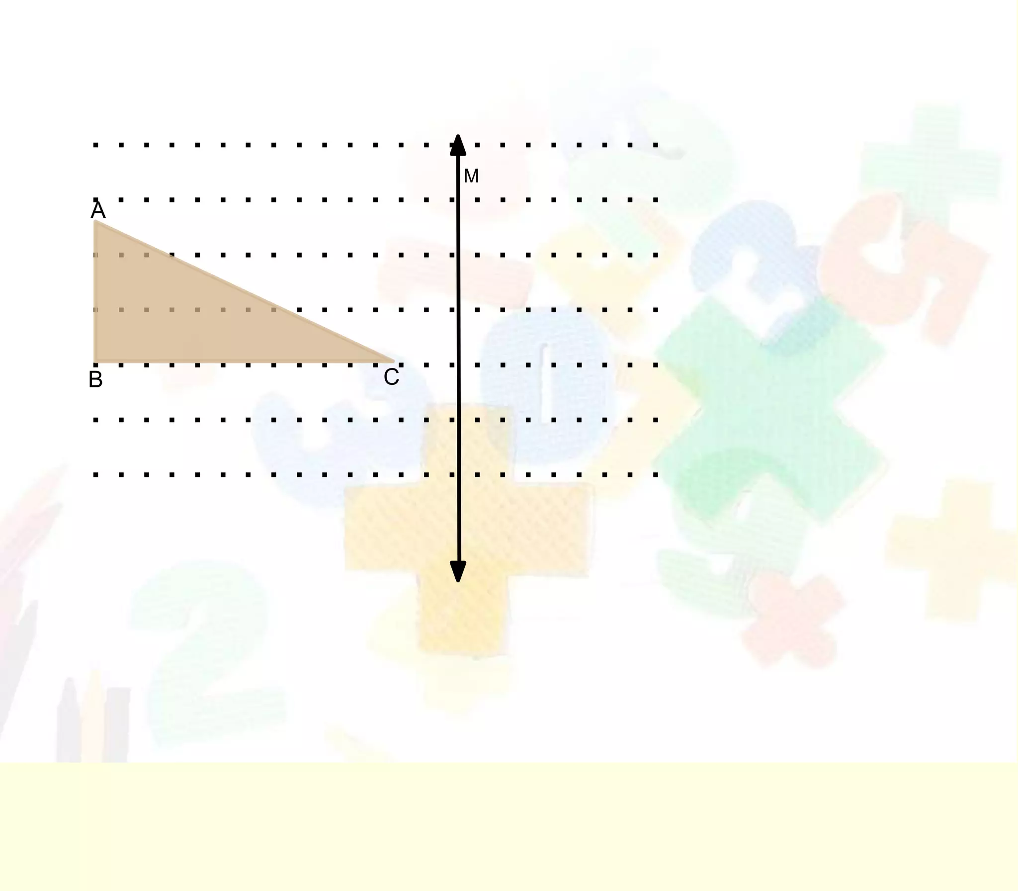 .......................
                              M
.......................
A
.......................
.......................
. . . . . . . . . . . . C. . . . . . . . . . .
B
.......................
.......................
 