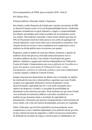 Eixos programáticos do psol para as eleições 2010