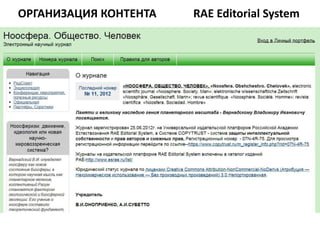 ОРГАНИЗАЦИЯ КОНТЕНТА   RAE Editorial System
 