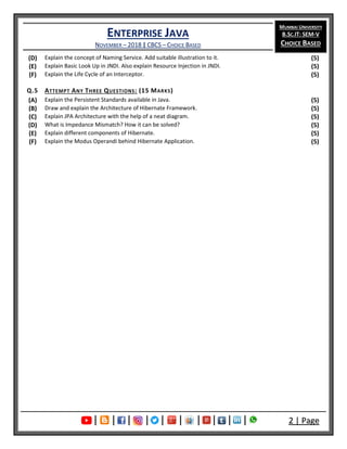 Enterprise Java (November – 2018) [Choice Based | Question Paper] | PDF
