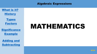 Algebraic Expressions | PPTX