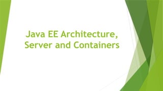 Java EE Architecture,
Server and Containers
 