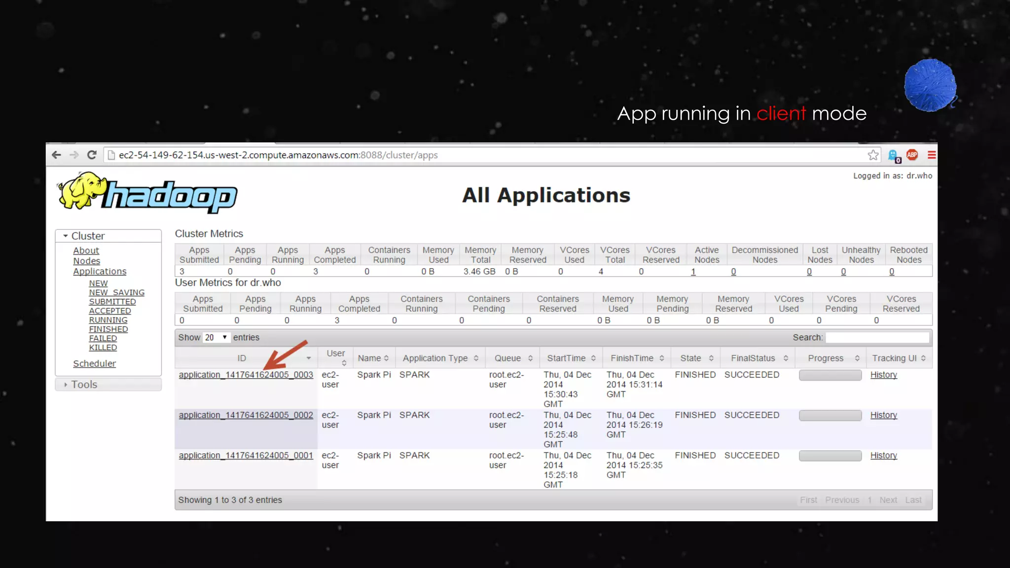 App running in client mode
 