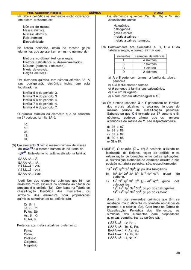40 prof agamenon roberto qumica 9 ano na tabela peridica os elementos - Tabla Periodica De Los Elementos Quimicos Doc 40 prof agamenon roberto qumica 9 ano na tabela peridica os elementos - Tabla Periodica De Los Elementos Quimicos Doc