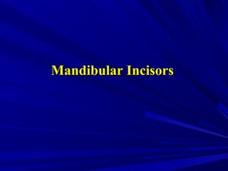 Mandibular IncisorsMandibular Incisors
 