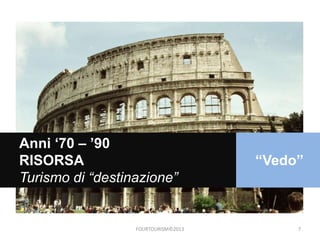 Anni ‘70 – ’90
RISORSA
Turismo di “destinazione”

FOURTOURISM©2013

“Vedo”

7

 