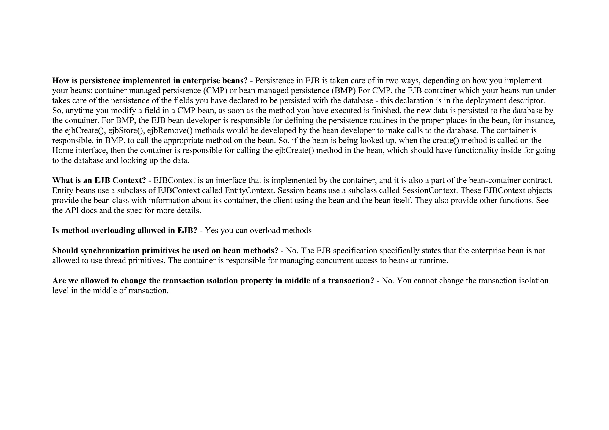 EJB Interview Questions