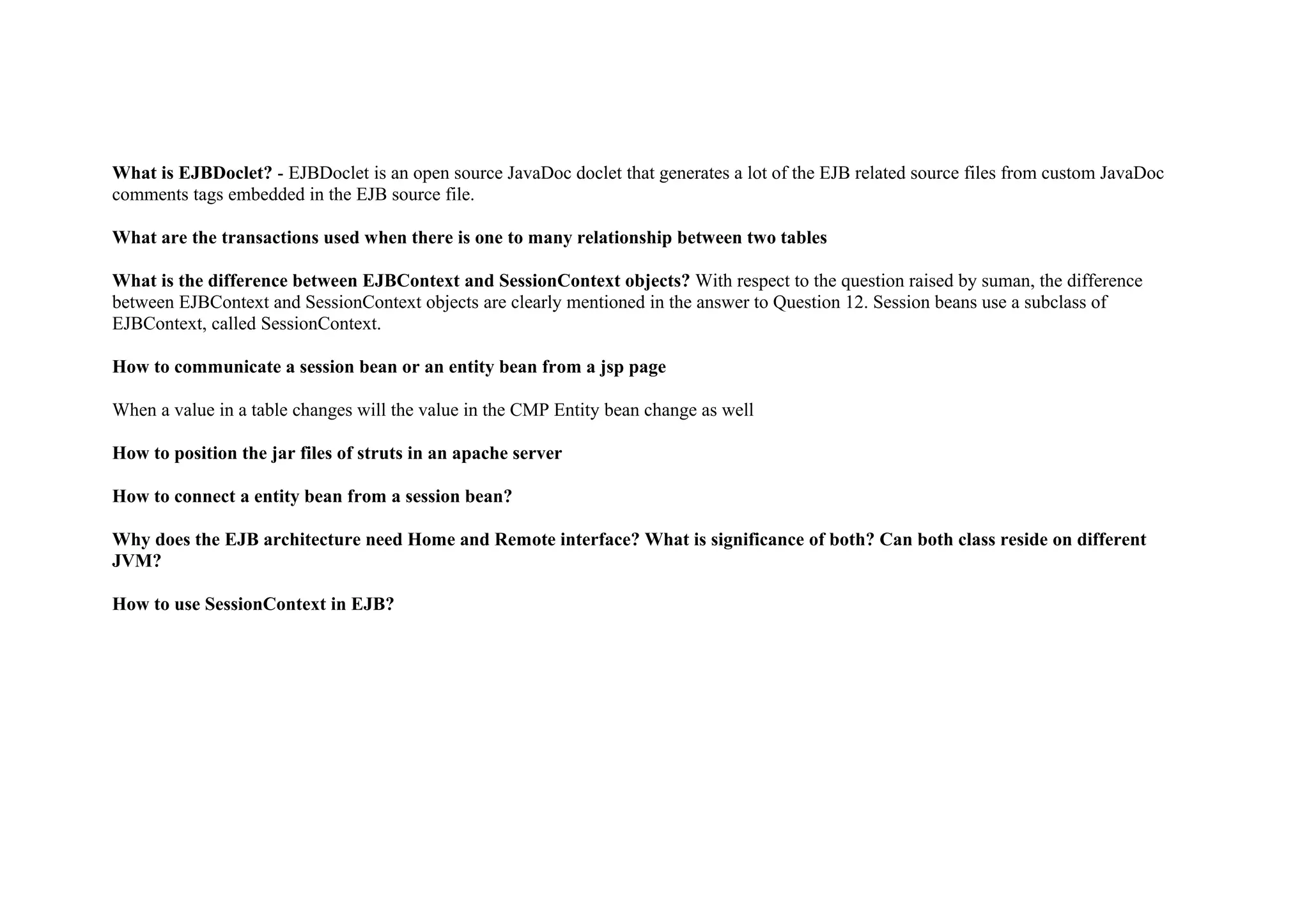 EJB Interview Questions