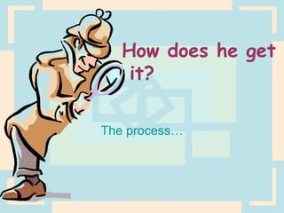 How does he get it? The process… 