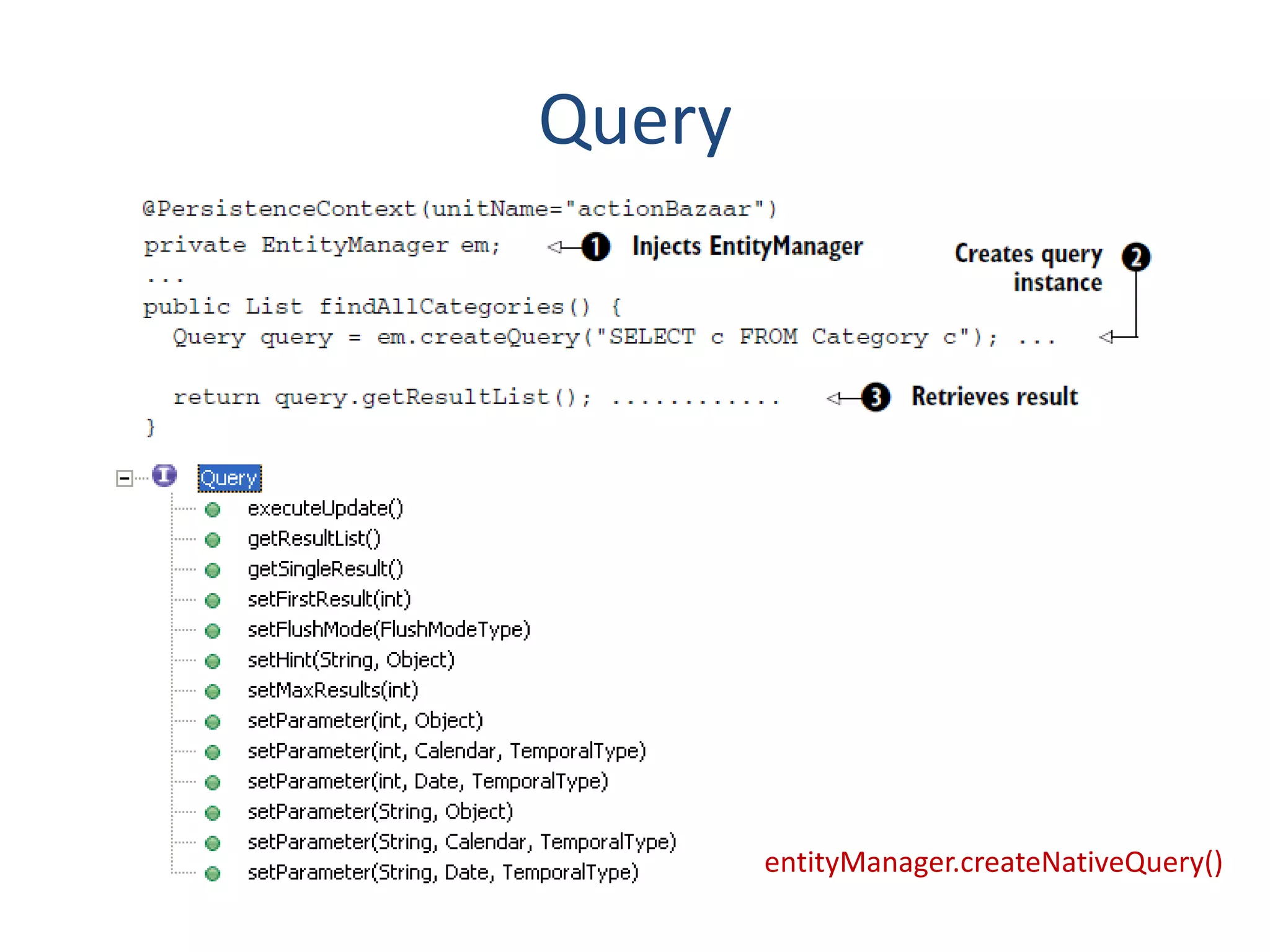 Query




        entityManager.createNativeQuery()
 
