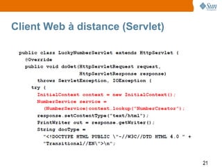 Client Web à distance (Servlet)




                                  21
 