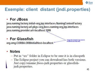 Exemple: client distant (jndi.properties)




                                       45
 