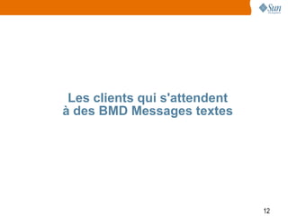 Les clients qui s'attendent
à des BMD Messages textes




                               12
 