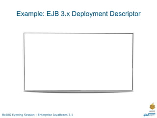 Example: EJB 3.x Deployment Descriptor




BeJUG Evening Session - Enterprise JavaBeans 3.1
 