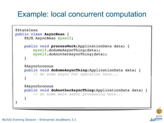 Example: local concurrent computation




BeJUG Evening Session - Enterprise JavaBeans 3.1
 