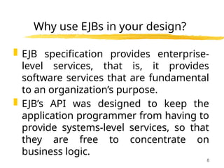 Several Motive of Learning EJB ? This resource might be usefull ? | PPTX