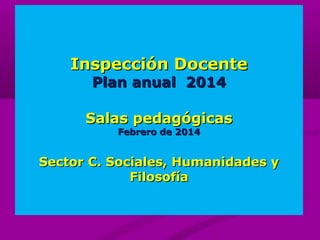 Inspección Docente
Plan anual 2014

Salas pedagógicas
Febrero de 2014

Sector C. Sociales, Humanidades y
Filosofía

 