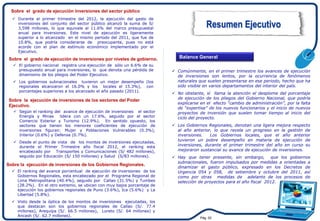 Sobre el grado de ejecución inversiones del sector público
   Durante el primer trimestre del 2012, la ejecución del gast...