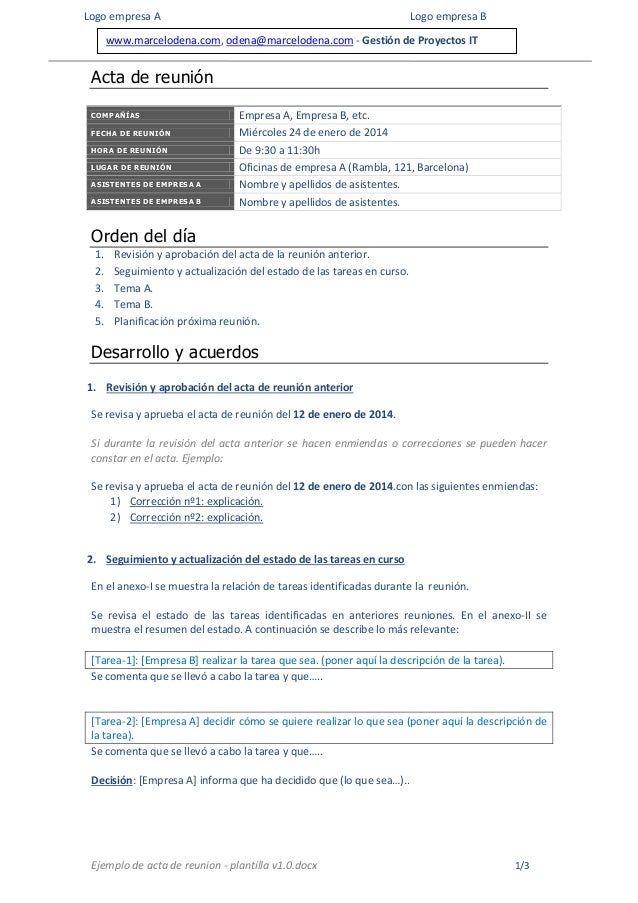 ejemplo de acta de reunion plantilla v1 0 formato acta de reunion excel