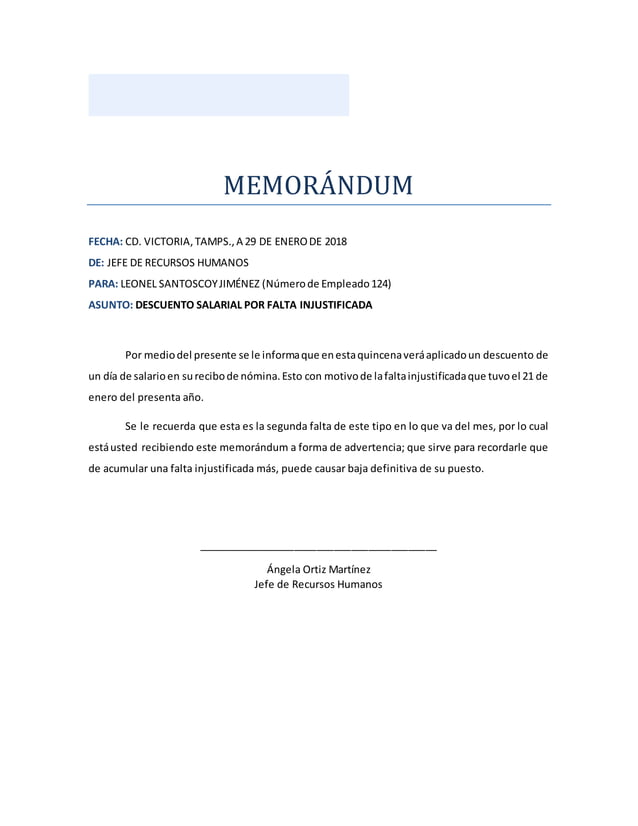 Ejemplo dememorándumparaempresa PDF Ejemplo dememorándumparaempresa PDF