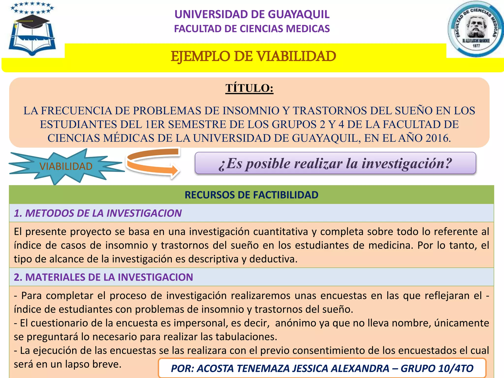 Ejemplo DE VIABILIDAD DE LA INVESTIGACION | PPTX